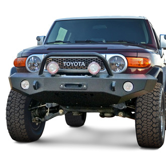 Expedition One® - Trail Series Full Width Black Powder Coated Front Winch HD Bumper with Hoop