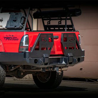 Expedition One® - Full Width Black Powder Coated Rear HD Bumper with Dual Tire Carrier System