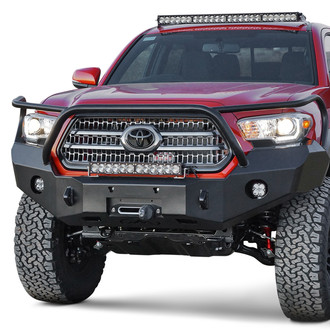 Expedition One® - RangeMax Full Width Black Powder Coated Front Winch HD Bumper with Brush Guard