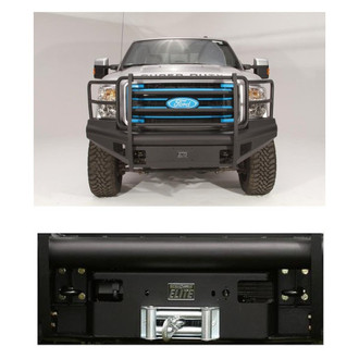 Fab Fours® - 2-Pc Black Steel Elite Full Width Front HD Bumper Kit