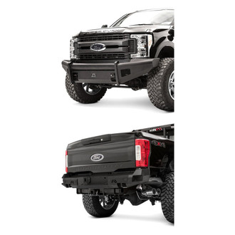 Fab Fours® - 2-Pc Black Steel Elite Full Width Front HD Bumper Kit