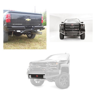 Fab Fours® - 3-Pc Black Steel Full Width Front HD Bumper Kit