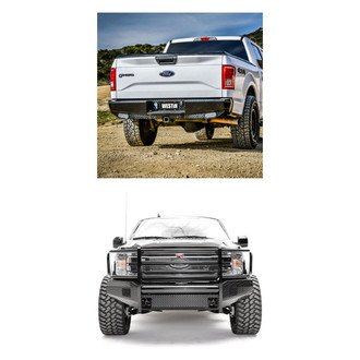 Fab Fours® - 2-Pc Black Steel Full Width Front HD Bumper Kit