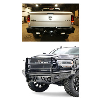 Fab Fours® - 2-Pc Black Steel Full Width Front HD Bumper Kit
