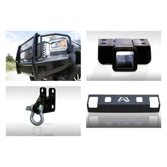 Fab Fours® - 4-Pc Black Steel Full Width Front HD Bumper Kit