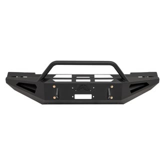 Fab Fours® - Red Steel Full Width Black Powder Coated Front Winch HD Bumper with Hoop
