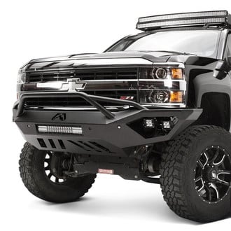 Fab Fours® - Vengeance Full Width Black Powder Coated Front HD Bumper with Pre-Runner Guard
