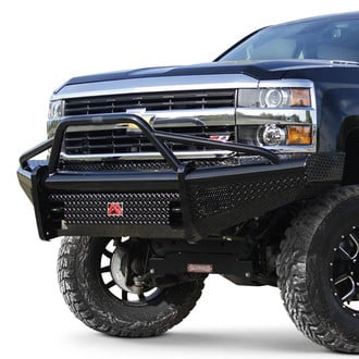 Fab Fours® - Black Steel Full Width Black Powder Coated Front HD Bumper with Pre-Runner Guard