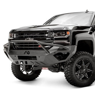 Fab Fours® - Vengeance Full Width Black Powder Coated Front HD Bumper with Pre-Runner Guard