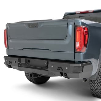 Fab Fours® - Premium Full Width Black Powder Coated Rear HD Bumper