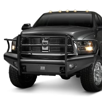 Fab Fours® - Black Steel Elite Full Width Black Powder Coated Front HD Bumper with Full Grille Guard