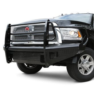 Fab Fours® - Black Steel Full Width Black Powder Coated Front HD Bumper with Full Grille Guard