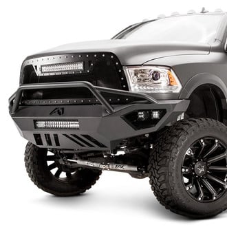 Fab Fours® - Vengeance Full Width Black Powder Coated Front HD Bumper with Pre-Runner Guard