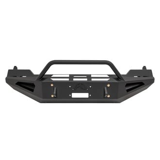 Fab Fours® - Red Steel Full Width Black Powder Coated Front Winch HD Bumper with Hoop