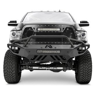 Fab Fours® - Vengeance Full Width Black Powder Coated Front HD Bumper with Pre-Runner Guard