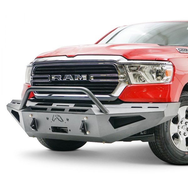 Fab Fours® - Red Steel Full Width Front HD Black Powder Coated Bumper