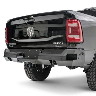 Fab Fours® - Premium Full Width Black Powder Coated Rear HD Bumper