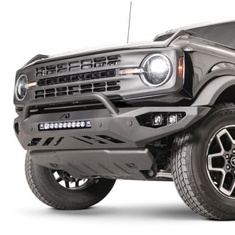 Fab Fours® - Vengeance Full Width Black Powder Coated Front HD Bumper with Hoop
