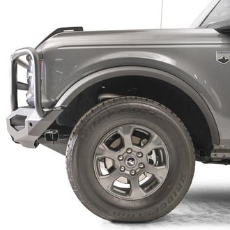 Fab Fours® - Matrix Full Width Black Powder Coated Front Winch HD Bumper with Brush Guard