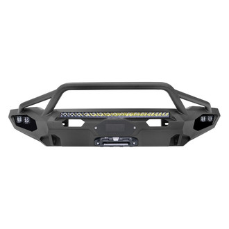 Fab Fours® - Matrix Full Width Black Powder Coated Front Winch HD Bumper with Pre-Runner Guard