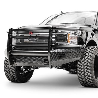 Fab Fours® - Black Steel Full Width Black Powder Coated Front HD Bumper with Full Grille Guard