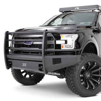 Fab Fours® - Black Steel Elite Full Width Black Powder Coated Front HD Bumper with Pre-Runner Guard