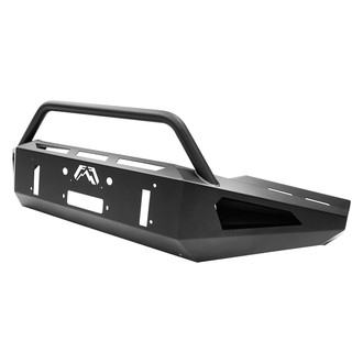 Fab Fours® - Red Steel Full Width Black Powder Coated Front Winch HD Bumper with Hoop