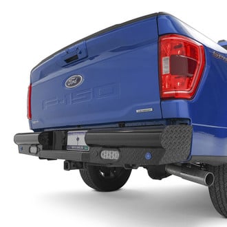 Fab Fours® - Black Steel Full Width Black Powder Coated Rear HD Bumper