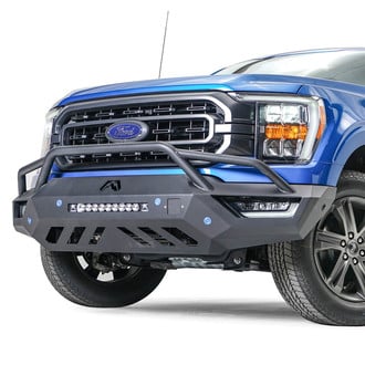 Fab Fours® - Vengeance Full Width Black Powder Coated Front HD Bumper with Pre-Runner Guard