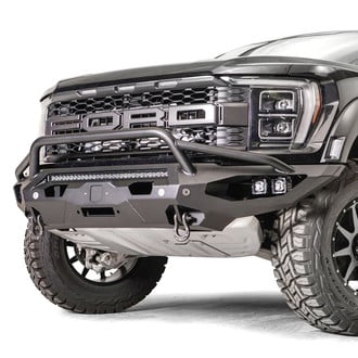 Fab Fours® - Matrix Full Width Black Powder Coated Front Winch HD Bumper with Pre-Runner Guard