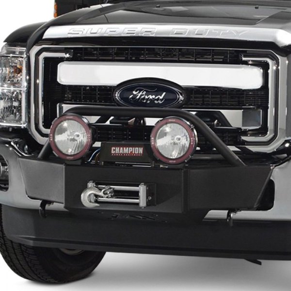 Fab Fours® - Large Frame Black Powder Coat Winch Mount with Hoop