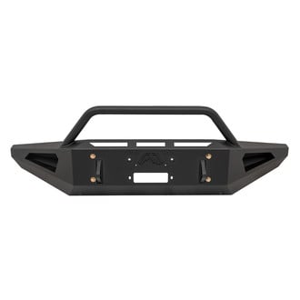Fab Fours® - Red Steel Full Width Black Powder Coated Front Winch HD Bumper with Hoop