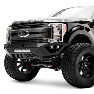 Fab Fours® - Vengeance Full Width Black Powder Coated Front HD Bumper