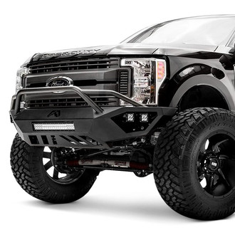 Fab Fours® - Vengeance Full Width Black Powder Coated Front HD Bumper with Pre-Runner Guard