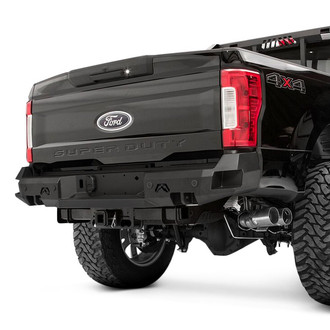 Fab Fours® - Premium Full Width Black Powder Coated Rear HD Bumper