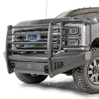 Fab Fours® - Black Steel Elite Full Width Front HD Bumper with Brush Guard