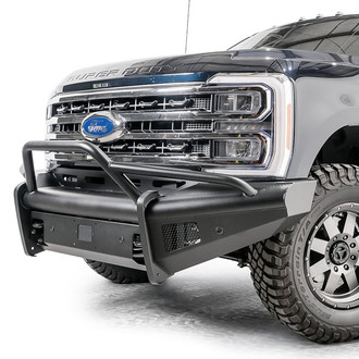 Fab Fours® - Black Steel Elite Full Width Front HD Bumper with Pre-Runner Guard