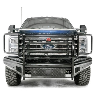 Fab Fours® - Black Steel Full Width Front HD Bumper with Brush Guard