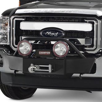 Fab Fours® - Small Frame Black Powder Coat Winch Mount with Hoop