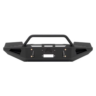 Fab Fours® - Red Steel Full Width Black Powder Coated Front Winch HD Bumper with Hoop