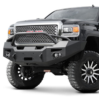 Fab Fours® - Premium Full Width Black Powder Coated Front Winch HD Bumper with Pre-Runner Guard