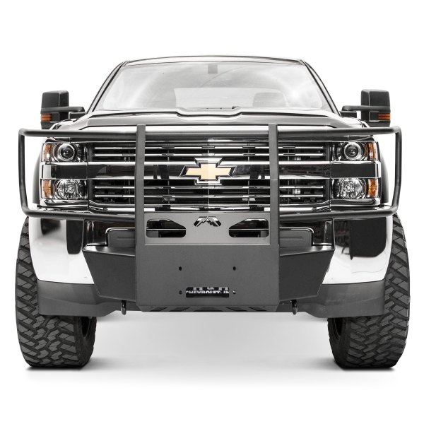 Fab Fours® - Full Frame Black Powder Coat Winch Mount with Full Grille Guard