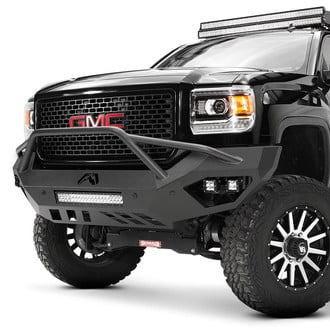 Fab Fours® - Vengeance Full Width Black Powder Coated Front HD Bumper with Pre-Runner Guard