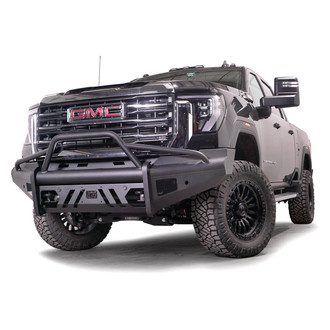 Fab Fours® - Black Steel Elite Full Width Black Powder Coated Front HD Bumper with Pre-Runner Guard