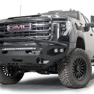 Fab Fours® - Matrix Full Width Black Powder Coated Front Winch HD Bumper with Pre-Runner Guard