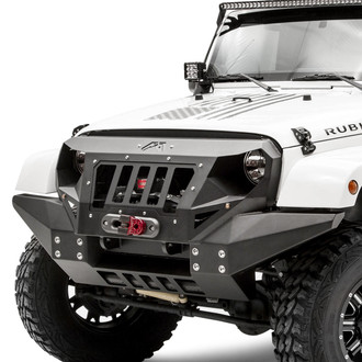 Fab Fours® - Grumper Full Width Black Powder Coated Front Winch HD Bumper