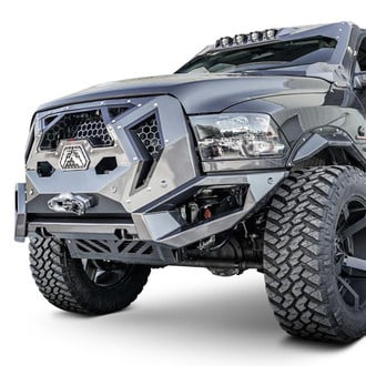Fab Fours® - Grumper Full Width Black Powder Coated Front Winch HD Bumper