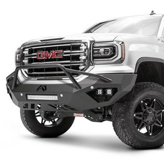 Fab Fours® - Vengeance Full Width Black Powder Coated Front HD Bumper with Pre-Runner Guard