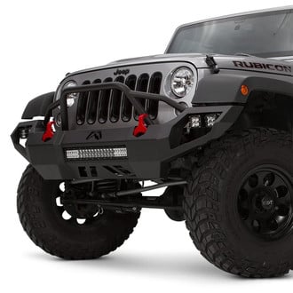 Fab Fours® - Vengeance Full Width Black Powder Coated Front HD Bumper with Pre-Runner Guard