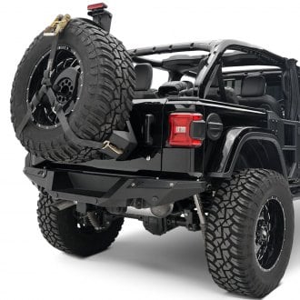 Jeep Bumper Mounted Spare Tire Carriers - Swing Out | CARiD